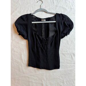Reformation Puff Sleeve Crepe Top - Black XS / 0